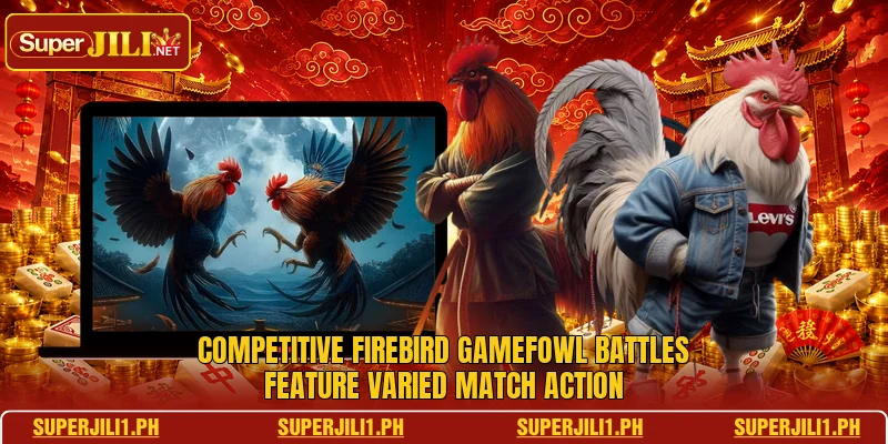 Competitive Firebird Gamefowl battles feature varied match action