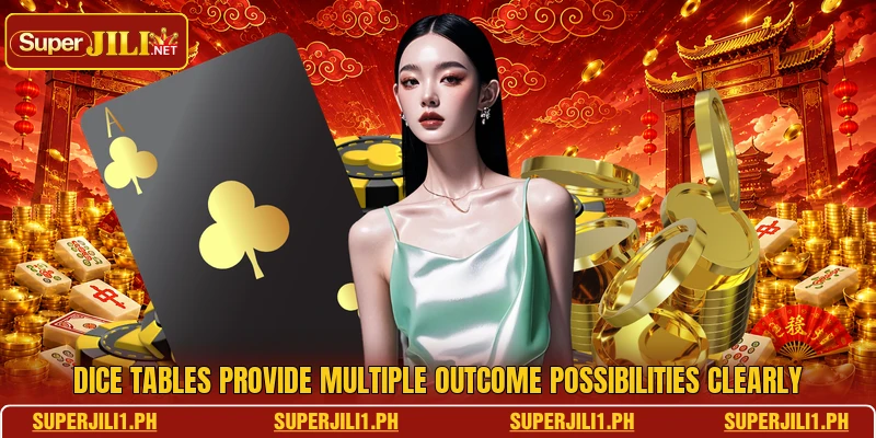 Dice tables provide multiple outcome possibilities clearly Dice tables provide multiple outcome possibilities clearly