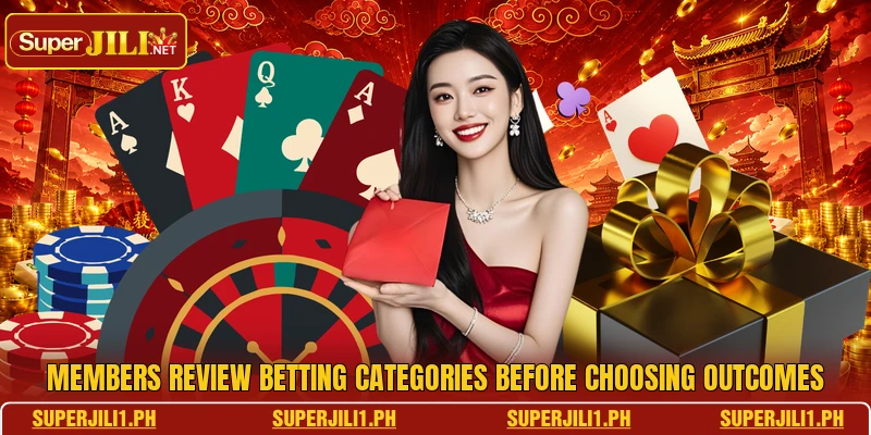 Members review betting categories before choosing outcomes Members review betting categories before choosing outcomes