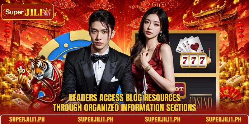 Readers access blog resources through organized information sections Readers access blog resources through organized information sections
