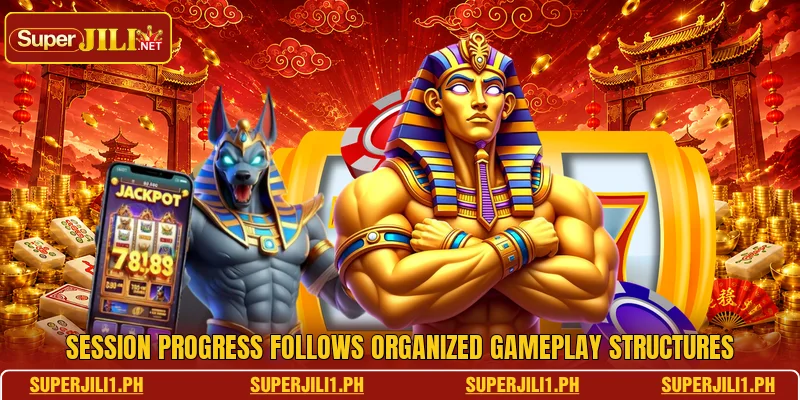 Session progress follows organized gameplay structures Session progress follows organized gameplay structures